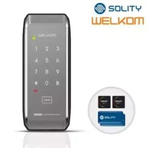 웰콤 WAT310 샷시문용 카드키4개+번호키 샤시문 패션문 현관문 디지털도어락 터닝도어 가마찌도어 세이프도