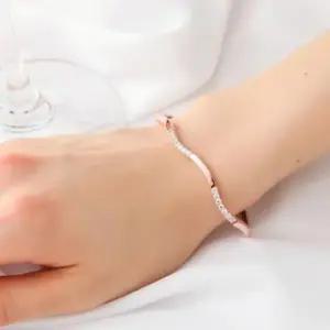 베이직 GP 큐빅 스틱 웨이브 체인 로즈골드 패션 14K