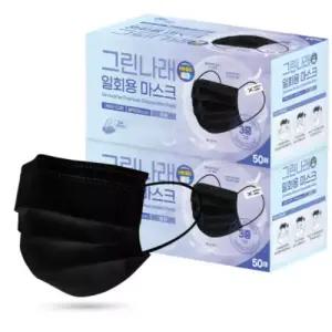 그린나래(리빙) 국산 MB필터 일회용 덴탈 마스크 블랙 100매 비말차단 사용 원부자재