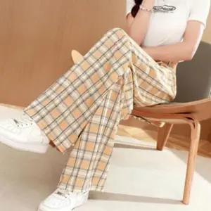 체크무늬 여름 와이드 체크무늬바지 쿨팬츠 고무줄 바지 홈웨어 밴딩 쿨