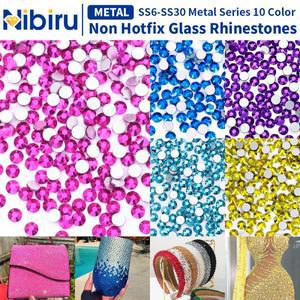 니비루 메탈 시리즈 논핫픽스 글래스 라인스톤 SS6-SS30 플랫백 라운드 크리스탈 스톤 (의류  네일아트 DIY