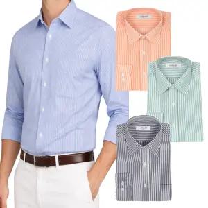 스트라이프 남자 긴팔 정장 와이 셔츠 남방 남성 카라 긴팔 Y 줄무늬 캐주얼