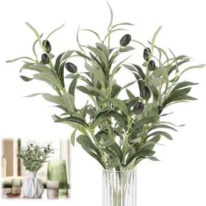 화병용 지그요트 인조 올리브 가지 현실적인 테이블탑이 있는 5개의 장식 홈 오피스 야외 DIY 화환 결혼식