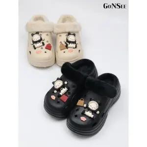 [하프클럽/고앤씨]여성 지비츠 겨울 방한 키높이 털 슬리퍼 6cm