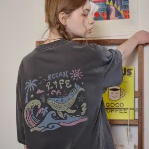 블루 웨이브 피그먼트 반팔티 스모크블랙