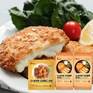 [상신] 더 바삭한 치즈듬뿍 돈까스 420g 2팩+소이허니 순살치킨350g 1팩 (총 3팩구성)