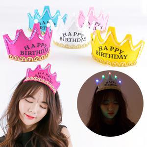 LED 램프 생일 왕관 왕자 생분장 의상 생일 머리띠 파티