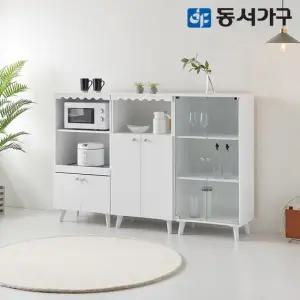 동서가구 올리브 렌지대 수납장 600 세트 렌지대+주방수납장+유리수납장) DF636003