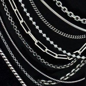 은 체인줄 모음/925실버 여성 남성 공용 군번줄 은볼 박스 각 꽈배기 사슬 사각 클립 스네이크 뱀 이태리 체인 실버 남자 여자 목걸이 은목걸이 줄 모음