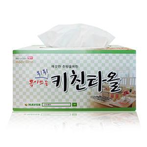 100%천연펄프 뽑아쓰는 키친타올 100매10곽, 리필형 키친 겸용 핸드타올 1000매와 종이케이스1