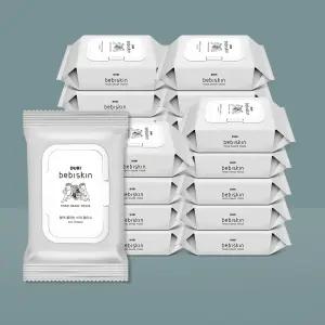 두리 베비스킨 물에 풀리는 천연펄프 비데 물티슈 캡 60매 20팩