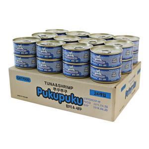 뿌꾸뿌꾸 캣푸드 프리미엄 고양이캔 80g 24개입-참치새우