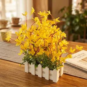 봄날 개나리 울타리화분 조화 장식 카페 소품 조화화분