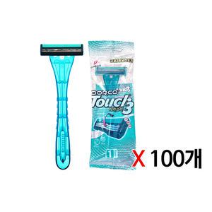 개별포장) 도루코 터치3 3중날 일회용 면도기 TP900 100개 업소용 휴대용 3날면도기
