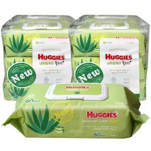 하기스 내츄럴케어 플러스 물티슈 캡형 64Px12팩