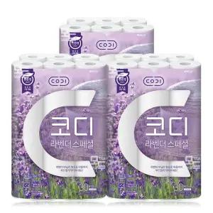 코디 라벤다 스페셜 3겹 30m 30롤x3팩 /화장지 두루마리 휴지