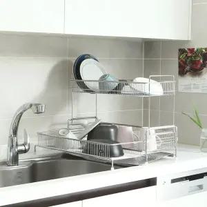 아이넥스 NEW 클린엣지S 올스텐 2단 슬림 식기건조대 물빠짐 쟁반형 설거지 그릇 건조대