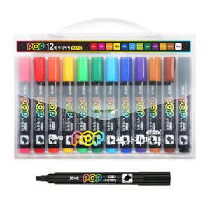 officeseller 자바 POP 6mm 사각매직 유성매직 매직 [12색 SET]