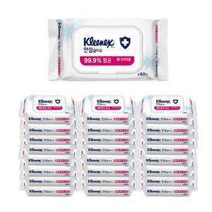 [크리넥스] 안심 물티슈 캡형 60매 x 24팩