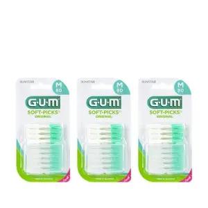 GUM 검 치과 부드러운 일회용 치간칫솔 오리지날 소프트픽(80p) 3개