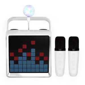 머레이 휴대용 LED 블루투스 스피커 듀얼마이크 노래방기계세트 WAVE 화이트-학교 파티 모임