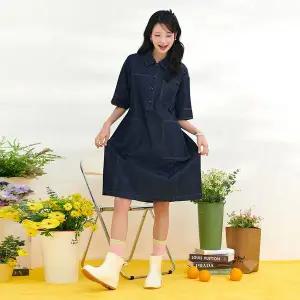[하프클럽/]여성 데님 셔츠 카라 원피스-DBRG6172C04