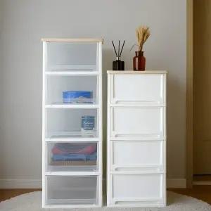 어반 우드상판 베이직 플라스틱 서랍장 2단 3단 4단 5단 6단 투명 수납장