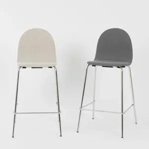 우디 플라이우드 패브릭 크롬스틸 바체어 홈바 식탁 의자