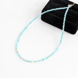 [하프클럽/]여자 여름패션 블루진주 비즈믹스 화려한 은 목걸이