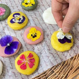 불없이 화전만들기 키트(말랑떡 반죽 4봉+식용꽃) 바람떡 꽃산병 가래떡데이