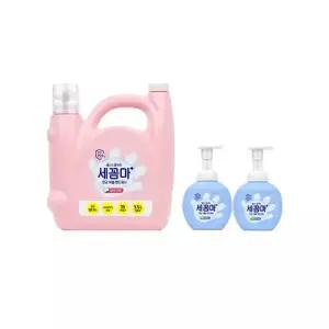 세균아꼼짝마 핸드워시 파우더향, 3.5L, 1개 + 공병 레몬, 250ml, 2개
