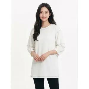 [하프클럽/크로커다일레이디]아이보리 스티치 볼륨 실루앳 티셔츠 CLCMTS105