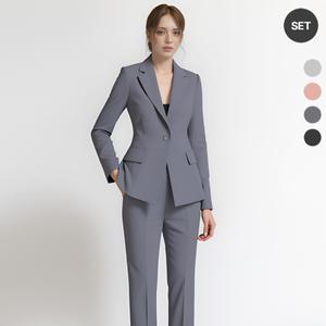 SET 여성 덴저 여름 원버튼 정장 자켓+팬츠 세트