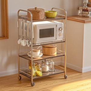 4단 와이드 스텐 트롤리 이동식 카트 서빙 식당 서빙카 주방 트레이 수납 선반