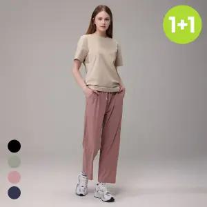 원+원 에버라스트 여성 9부 쿨링 바지 스트라이프 팬츠