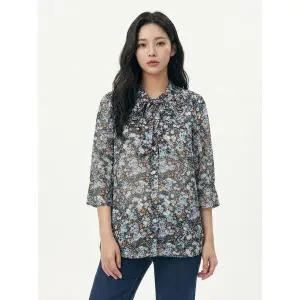 [하프클럽/올리비아하슬러]블랙 잔꽃무늬 쉬폰 블라우스 OHCMBL307