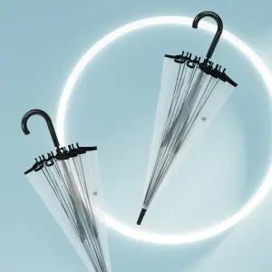 [1개+1개] 블랙라인 16살대 투명 장우산 폭우대비 튼튼한 투명 장우산