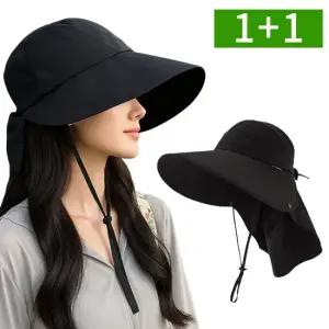 1+1 자외선차단 여성썬캡 여름모자 목 햇빛가리개 챙넓은모자