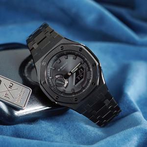 지샥 지얄오크 올블랙 올검 풀메탈 커스텀 블루투스 터프솔라 전자손목시계