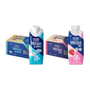 후디스 하이뮨 프로틴 액티브 밀크쉐이크 ZERO 250ml, 18개 +액티브 딸기 250ml, 18개