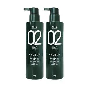 [아모스][amos] 아모스 녹차실감 샴푸 500g 2개 리바이탈 라이징 두피 모발 케어