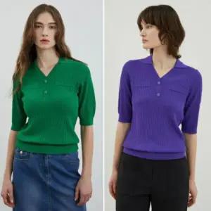 [올리비아로렌]골지 카라 니트 티셔츠 VOCBL4M3331 65 43_YS