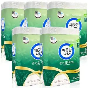 깨끗한나라 순수 프리미엄 화장지 3겹 30m 30롤 5팩