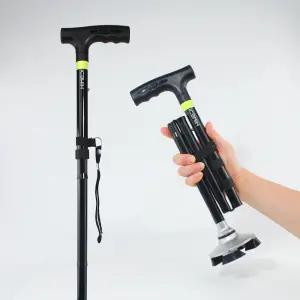 건강한디유 고령자용 경량 휴대용 접이식 네발 4발 지팡이