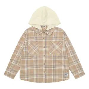 [보리보리/에꼴리에]여아 후드 탈착 체크 패턴 셔츠 21D5382_BE