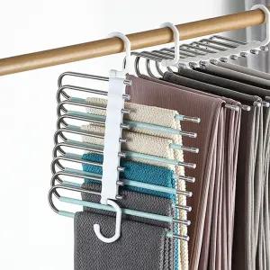 접이식 5단 멀티 바지 옷걸이/바지걸이/스텐/걸이/접는/바지클립/건조/치마/매장용/바지옷걸이/공간절약