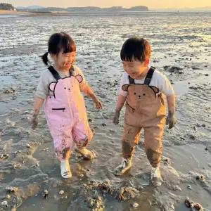 트렌빌 아동 장화 가슴장화 유아 웨이더 키즈 레인부츠 갯벌 체험 옷 해루질 조개잡이 어린이 낚시 바지 방수 신발