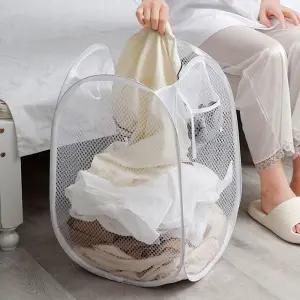 접이식 메쉬 빨래바구니/가정용/자취생/빨래/대용량/세탁물/바구니/빨래통/세탁실/수거함