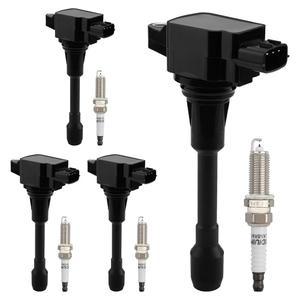 [미국배송] 닛산 알티마 큐브 프론티어 NP300 센트라 티이다 베르사 NV200 인피니티 FX50 M56 Q70 QX60 라팔체#GN10241 5C1753과 호환되는 HQPASFY 점화 코일 UF549 팩 및 이리듐 스파크 플러그 4종 세트