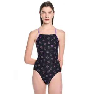 후그 여성수영복 WST2015 [엠보스 선인장퍼플 미들컷 V-back 탄탄이]